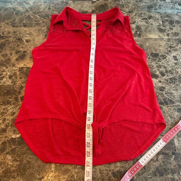 No Boundaries Top Size M Sleeveless Lattice Tie Front​ - Picture 4 of 9